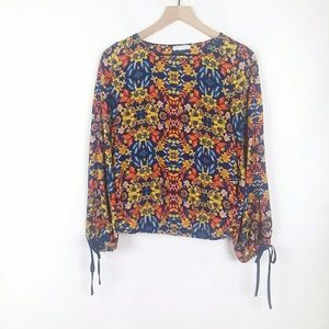 Finn and Grace floral rpund neck long sleeve top